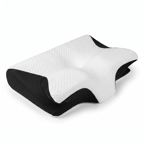 LunaRest ergonomic pillow 45-degree angle view showing contour profile