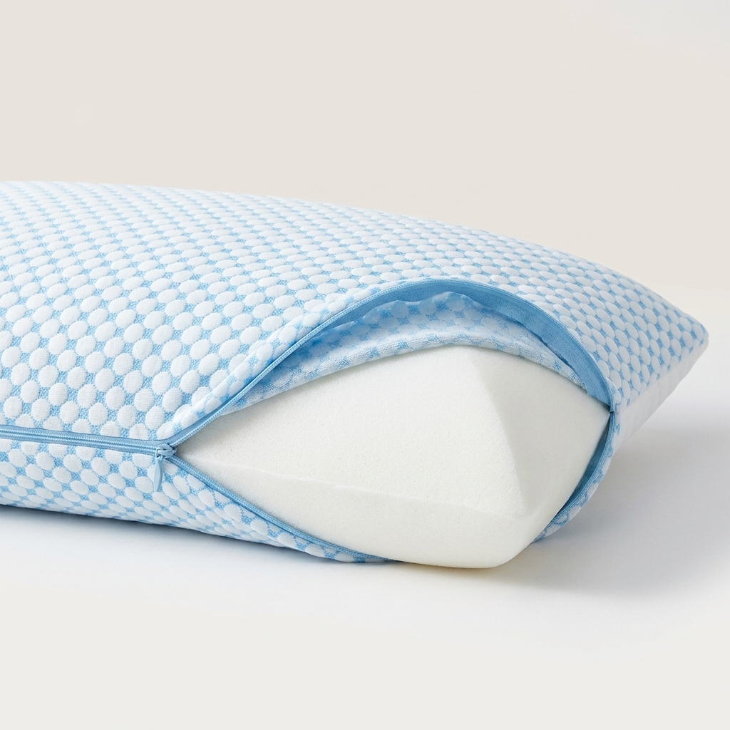 Removable washable bamboo cover unzipped